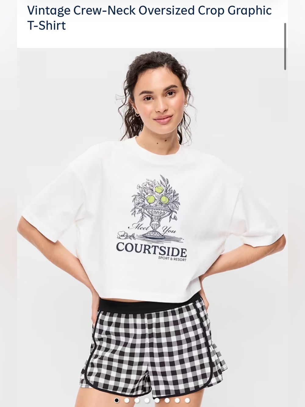 Vintage Crew-Neck Oversized Crop Graphic T-Shirt - White XL Tall
